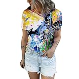 Overdose Damen Kurzarm Rundhals Oberteile Weste Drucken T-Shirts Casual Pullover T Shirts Tshirt Bluse Tops Tank