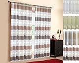 Sun World Maßgeschneiderte Streifen- Deko Gardine Natura, Vorhang nach Maß, Gardine nach Maß, Kräuselband, Maßanfertigung von 70cm bis 330cm Höhe, Rot (Höhe: 150cm x Breite: 145cm)