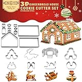 yumcute 18 Stück 3D Plätzchen Ausstecher Kekse Ausstechformen Weihnachten Keksausstecher Weihnachten Edelstahl Ausstecher Set Plätzchenausstecher Cookie Cutter Weihnachtsausstecher Backzubehö