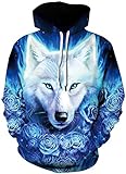 Imbry Herren Slim Fit Hoodie Long Sleeve Kapuzenpullover 3D Druck Muster Sweatshirt Pullover (2XL/3XL, Fox)