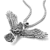 COOLSTEELANDBEYOND Herren Damen Vintage Fliegende Adler Greifen Schlange Anhänger Edelstahl Halskette mit 75cm Stahl W