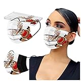 TT- 10PCS Herren Damen Mundschutz Masken Schwarz,Women Men 3-lagig Mund und nasenschutz mit Weihnachten Gift Motiv Atmungsaktive Face Shields Disposable Masken Halstuch Schlauchtuch (White, 10PCS)