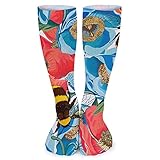 ZVEZVI Mohnblumen Blume Narzisse Hummel Vintage Klassiker Personalisierte Socken Sport Sportliche Strümpfe 40cm Lange Socke für Männer F