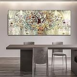 Gerahmte Wandkunst Gustav Klimts bunter Lebensbaum Skandinavische Wohnkultur abstrakte Kunstbild auf Leinwand Wandposter 70x140cm (28x55in) mit R