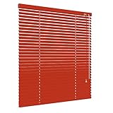 etusimo Alu Jalousie viele Größen und Farben Aluminium Lamellen Rollo Faltrollo Jalousette Wandmontage Deckenmontage Tür Fenster Sonnenschutz Sichtschutz Blendschutz Hitzeschutz (110 x 160 cm, Rot)