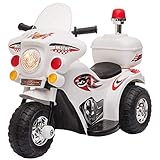 HOMCOM Elektro Kindermotorrad Kinderfahrzeug Elektrofahrzeug mit Musik und Beleuchtung 18-36 Monate Stahl Weiß 80x35x52