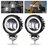 Biqing 2 x 40 W LED-Zusatzlichter, Motorrad, 7,6 cm LED-Nebelscheinwerfer, Offroad-Scheinwerfer, Angel Eye, Tagfahrlicht, 12 V 24 V Spots, Motorrad, 3700 lm für LKW, 4 x 4, SUV, ATV, Motorrad, Trak