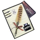 Vintage Federkiel Stift ank Tinte Set Englisch Kalligraphie Stift Set Schreibkiel Tinte Dip Pen mit 3 Federn und Tinte Geschenk Set für HP F