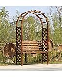 F-XW Pergola aus Holz Rosenbogen mit Bank, Gartendeko Rankgitter Rosensäule Spalier Pergola Gartenbogen Torbogen Rankhilfe, Wetterfest, 220×120×50