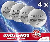 4 x CR1620 WILHELM Lithium Knopfzelle 3V 70mAh ø16x2,0mm Batterie DL1620, 6620