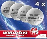 4 x CR1620 WILHELM Lithium Knopfzelle 3V 70mAh ø16x2,0mm Batterie DL1620, 6620