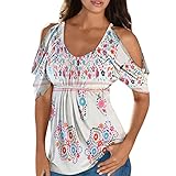 sommer tunika damen strand Bluse Damen Einfarbig Blumenstickerei Wimpern Spitze Oberteile Sexy Pullover mit tiefem Rollkragen Mesh Patchwork Langarmhemden Bandage Draw Back Tunika Schmal Crop Tops S
