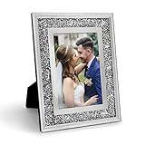 Afuly Glas Bilderrahmen Silber 13x18 cm Glitzer Diamant Hochzeit Fotorahmen Geburtstag Geschenk