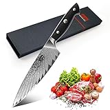 SHAN ZU Kochmesser, Küchenmesser Chefmesser 20cm Profi Messer Damaskus Carbon AUS-10 Edelstahl Scharfe Messerklinge Ergonomischer G10 Griff Exquisiter Geschenkverpackung