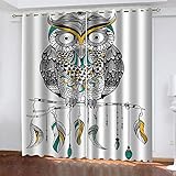 YTSDBB Blickdichte Gardinen Verdunkelungsvorhang Eule Drucken B 160 x H 115 cm Thermovorhang Schlafzimmer Lichtundurchlässig Stoff Lärmschutzvorhang für Junge Mädchen Wohnzimmer Teenag