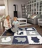 Hakuna Matte große Puzzlematte für Babys 1,8x1,8m – 9 XXL Platten 60 x 60cm mit Tieren – 20% dickere Spielmatte in Einer umweltfreundlichen Verpackung – schadstofffreie, geruchlose Krabb