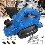 Elektrohobel, 18000 U/min Elektro Hobel 0-2 mm Einstellbarer Schnitttiefe, 82mm Hobelbreite, 650W Holzhobel Handhobel Elektrish Fußplatte mit V-Nuten, Elektro Hobelmaschine inkl. Zubehö