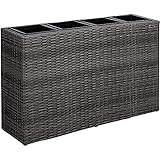 STILISTA® Blumentopf aus Polyrattan-geflecht 95 x 60 x 26 cm mit 4 herausnehmbaren Innentöpfen, 4 Farben, Farbauswahl: G