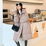 XIANRENGE Frauen Lange Winterjacke Mit Kapuze Korean Style Damen Langarm Taschen Unten Baumwolle Gepolstert Verdicken Warme Outwear Für F