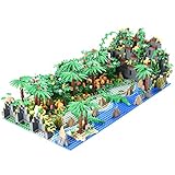 ZCXX Custom Landschaft Set Tropischer Regenwald mit 2 Bauplatten Pflanzen Tiere Bausteinspielzeug für Kinder, kompatibel mit Lego B