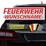 Finest Folia Autoaufkleber Feuerwehr Wunschtext Wunschname Personalisierbar für Auto Motorrad Bus Kfz Zubehör Sticker Selbstklebend Waschstraßenfest Aufkleb