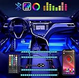 FIKPOO Auto LED Innenbeleuchtung Atmosphäre Licht , 4pcs 72LED Ambientebeleuchtung Auto Lichtleiste App und Fernbedienung, USB-Anschluss ,DC 12V