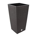 Terra 1405080100 Rato Vase aus Kunststoff mit Einsatz und Rattan-Optik 60 cm, b