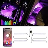 Verbesserte Auto Innenraum LED Beleuchtung - Trongle Auto Streifen LED Lichter APP-gesteuert, Wasserdicht mit 4 Stück 48 LEDs, DIY Farbmusik Sound-aktiviert, USB Port Autoladegerät L