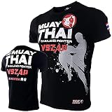 HUAN Muay Thai Fitness Kurzarm T-Shirt MMA Training Fight Fighting UFC Sports Fighting T-Shirt Schwarz - XXL