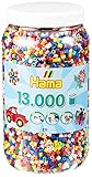 Hama Perlen 211-00 Bügelperlen XXL Dose mit ca. 13.000 bunten Midi Bastelperlen mit Durchmesser 5 mm im 10 Farben Mix, kreativer Bastelspaß für Groß