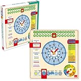 Jumbo D51309 Spiele GOULA Große Kalenderuhr – Lernspiel für Kinder aus Holz - ab 3 J