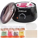 Waxing Kit Wachswärmer mit 4 Packungen Hartwachsbohnen 10 Wachsstäbchen, Wachs Haarentfernung für Augenbrauen Achsel Bikini Beine Körp