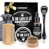 Beard Growth Kit, Lionmane Männer Bartwachstum Kit mit Bartroller, Bartpflege Set, Bartwachstumsöl, Balsam, Kamm, Tasche, Hair Growing Kit für Bartwachstum und Verdickung, Bests Geschenk für M