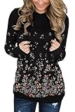 ELF QUEEN Comfy Damen Frühling Sommer Herbst Langarm Kapuzenpullover T-Shirt Casual Kordelzug Pullover Hoodies Langarm Tunika Top, 1-Mixschwarz, XX-Larg