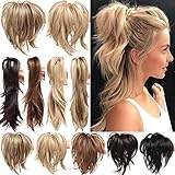 Clip in Extensions Pferdeschwanz Haarverlängerung mit Jaw Claw Ponytail Amzing Form Anpassen Hochsteckfrisur Haarteil für Frauen Ombre 30cm Honigblond mix Bleichmittel B