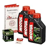 Motul 10W-40 Öl + HiFlo Ölfilter für Yamaha YZF-R6, 99-05, RJ03 RJ05 RJ09 - Ölwechselset inkl. Motoröl, Filter, Dichtring