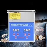 Dioche Profi Ultraschallreiniger für Schmuck, Armband, Brille, Gebiss, Gerä Ultraschallreinigungsgerät mit digitaler Anzeige aus Edelstahl im Metallisch-Silber-Effekt, (2L)