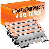 Gorilla-Ink 4 Toner-Patronen XXL kompatibel mit Brother TN-2010 Black HL-2130 HL-2130 R HL-2132 HL-2132 R HL-2135 W DCP-7055 DCP-7055 W DCP-7057