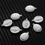 YSJJUSZ Armbandzubehör Set von 5 ovalen BRELOques aus Edelstahl, religiöser Anhänger, Jesus, für die Herstellung von Halsketten (Couleur métallique : Silver Color)