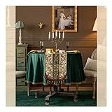 WANGYW Flachs Tischläufer Tischband Exquisiter Druck Tischdecke Ornament Tischdekoration Mit Quasten Für Hochzeit, Party, Geburtstag (Color : Grün, Größe : 38x200cm)