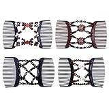 4er Set Stretch Doppel Haarkamm Holzperlen Schmuck Haarspange Steckkamm Haarschmuck für Frauen Hair Fashion Desig