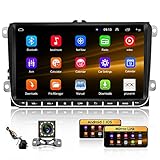 NHOPEEW [1G+16G] Android 10.0 Autoradio mit Rückfahrkamera/Apple Carplay/Navi 2 Din 9 Zoll Monitor kompatibel für VW Passat Golf MK5 MK6 Jetta T5 EOS Polo Touran Seat S