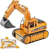 alles-meine.de GmbH elektronische Spardose _ Modell wählbar _ Bagger / Baustellenfahrzeug - mit Fingerabdruck + Zahlenkombination / Passwort + Sound + Licht - digitaler Tresor Sp