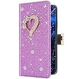 Uposao Kompatibel mit Samsung Galaxy S6 Hülle Leder Glänzend Glitzer Strass Diamant Bling Handyhülle Schutzhülle Flip Wallet Case Leder Tasche Hülle Klapphülle Magnet,L