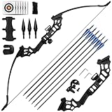 REAWOW 30/40LBS Recurve Bows Bogenschie?Set,Survival Longbow Right Hand mit verwendet f¨¹r Recurve Bow Ziel¨¹bungen Outdoor Hunting Archery Carbon Arrows und Armguard und Finger Tab. ¡­