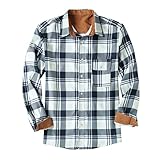 Herren Langarm Flanell Kariertes Hemdjacke Button-up Winterjacke Lange Ärmel Flanellhemden Western Fleece Button Down Shirts Freizeithemd Hemd Kariert Innenfutter Winter H