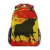 Rucksack mit spanischer Flagge, wasserdicht, Schultasche, Turnrucksack, rot gelb, Laptop-Tasche, Outdoor-Reisetasche für Kinder, Jungen, Mädchen, Damen, H