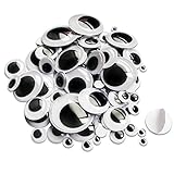 TOAOB 100 Stück Selbstklebend Wackelaugen Runde Schwarz Weiß 6mm bis 35mm Kunststoff Augen für Scrapbooking Kunsthandwerk