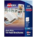 AVERY 3-fach bedruckbares Prospektpapier, Tintenstrahldrucker, 100 Broschüren und Versandsiegel, 8,5 x 11 (8324), weiß