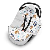 EliMeli EINSCHLAGDECKE für Babyschale Baby Decke für Autositz und Kinderwagen aus Waffelstoff und Baumwolle mit Füllung, universal z.B. Maxi Cosi Kinderwagendecke (Grau - Waldtiere))